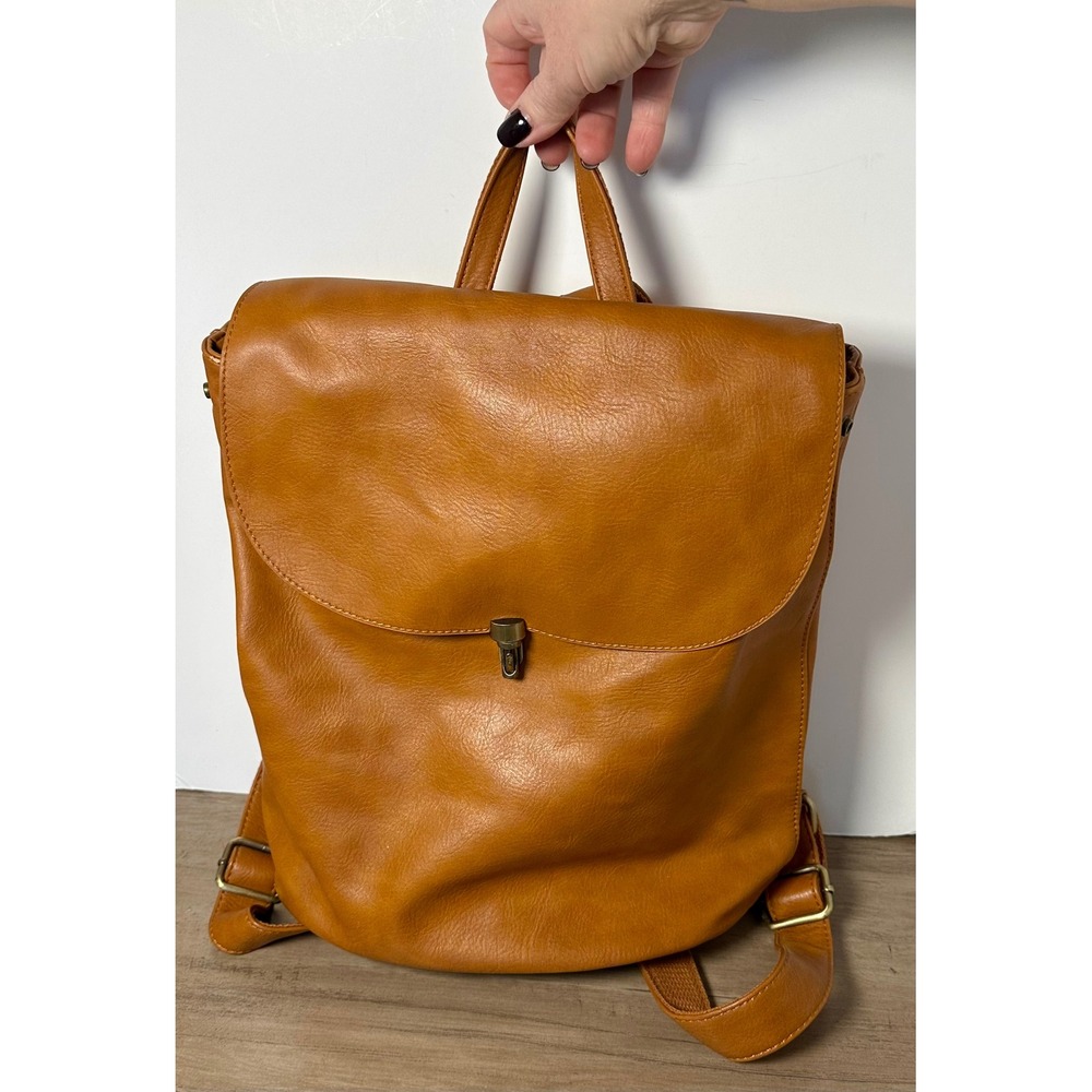 Joy Susan Colette Vegan Leather Backpack Tan Chic Travel Work Everyday Bag